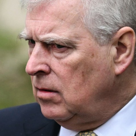 Former Prince Andrew looks concerned in a very tight shot.