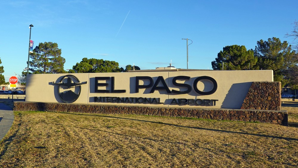 A sign at the El Paso International Airport (ELP) on Dec. 25, 2025 in El Paso, TX.