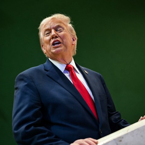 Donald Trump, from below.