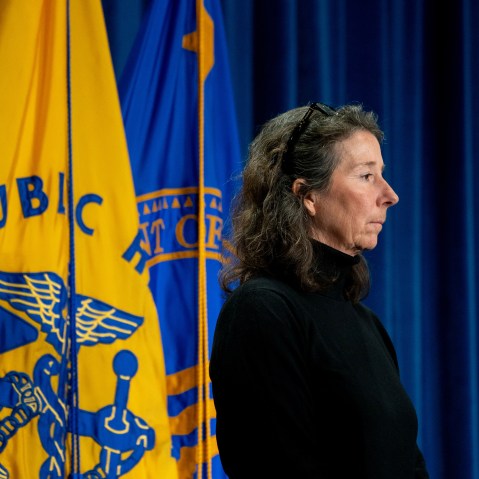 Stefanie Spear, seen in profile, looks ahead.
