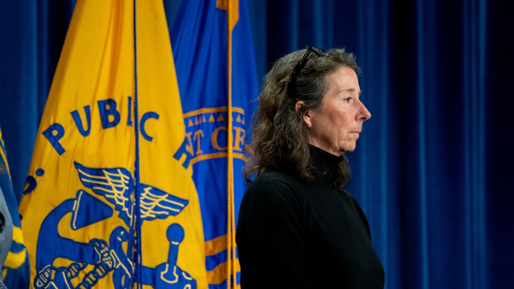 Stefanie Spear, seen in profile, looks ahead.