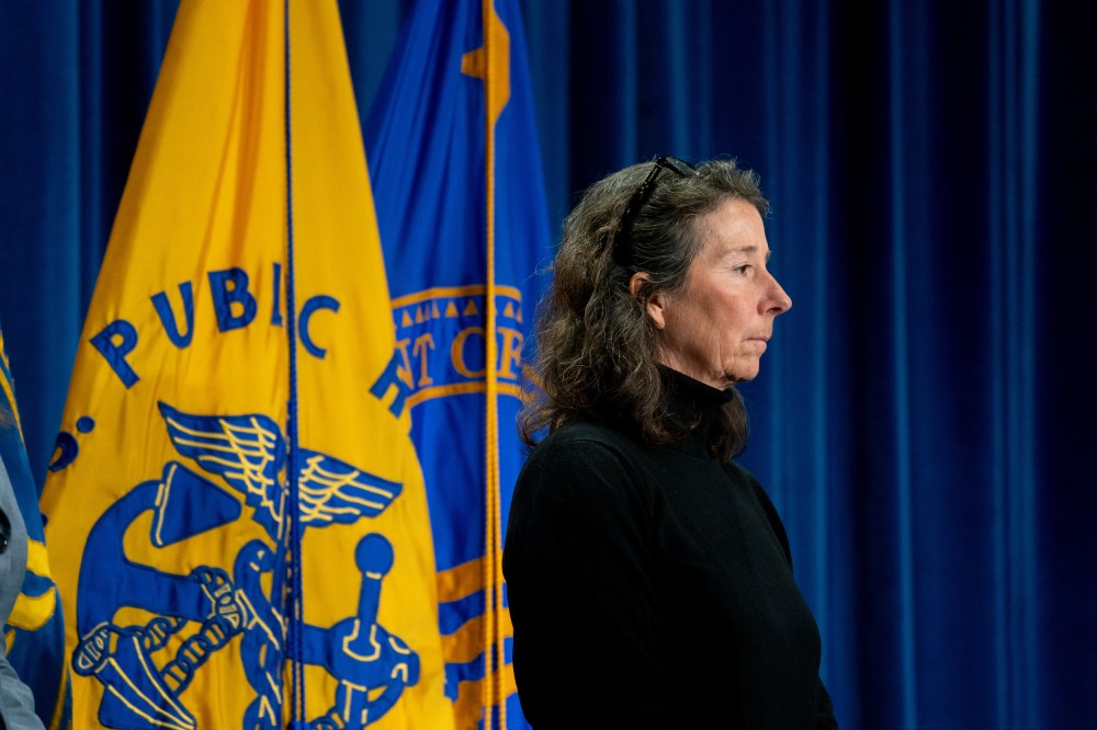 Stefanie Spear, seen in profile, looks ahead.