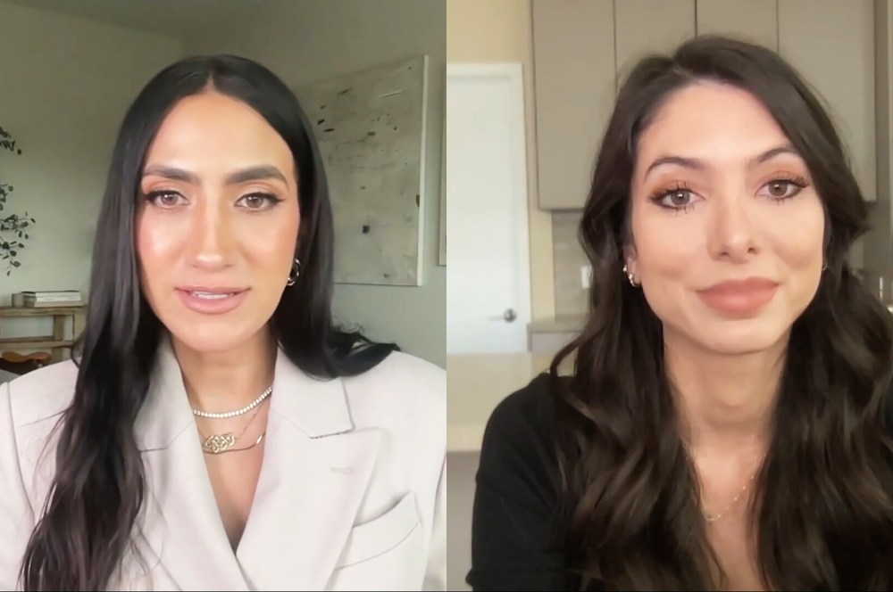 This is a video screenshot, showing Mamdana Dayani interviewing Noor Pahlavi - side by side.