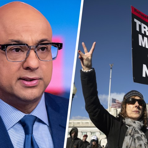 Ali Velshi; Anti-Trump demonstrators gather on Nov. 11, 2025. in Washington, D.C.