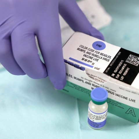 A box of vials for Measles Vaccinations.