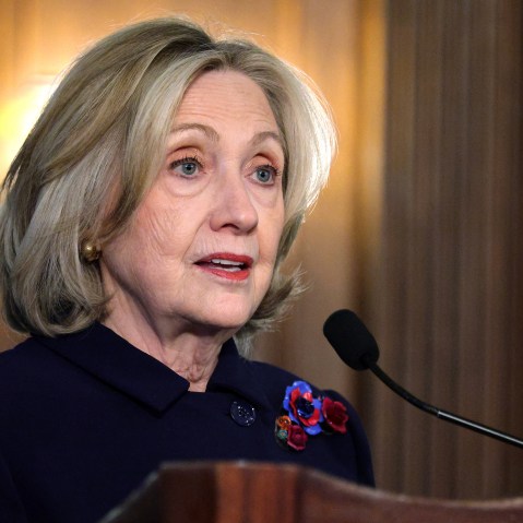 Hillary Clinton during a discussion at Georgetown University.