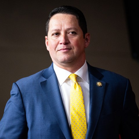 Rep. Tony Gonzales, chairman of the Congressional Hispanic Conference, arrives for the group's press conference in the U.S. Capitol.