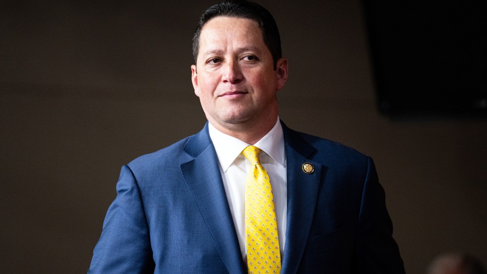 Rep. Tony Gonzales, chairman of the Congressional Hispanic Conference, arrives for the group's press conference in the U.S. Capitol.