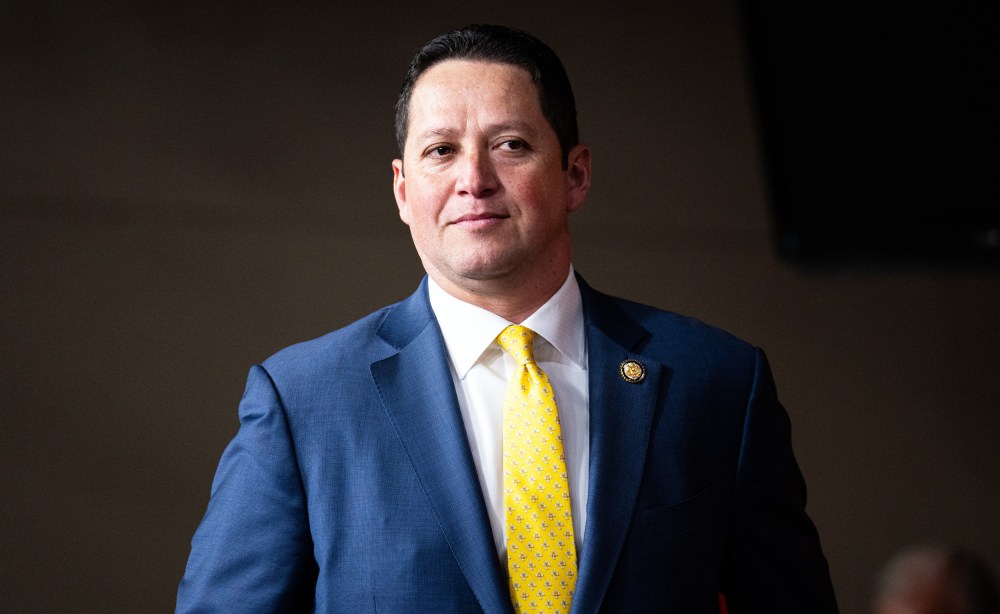 Rep. Tony Gonzales, chairman of the Congressional Hispanic Conference, arrives for the group's press conference in the U.S. Capitol.