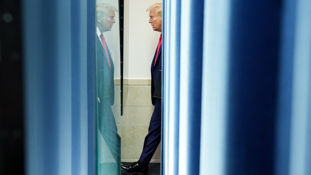 President Donald Trump arrives to speak in the Brady Press Briefing Room at the White House.