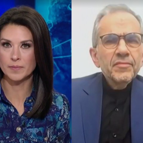 This split image shows MS NOW's Ana Cabrera on the left and Iranian Deputy Foreign Minister Majid Takht-Ravanchi on the right.