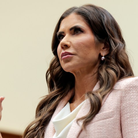 Secretary of Homeland Security Kristi Noem is sworn in as she testifies during a House Judiciary Committee hearing on March 04, 2026 in Washington, D.C.