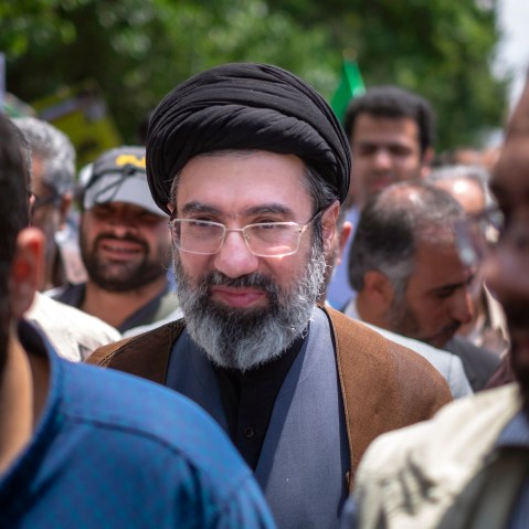 Son of Iran's Supreme Leader Ayatollah Ali Khamenei, Mojtaba Khamenei, attends a demonstration on May 31, 2019 in Tehran.