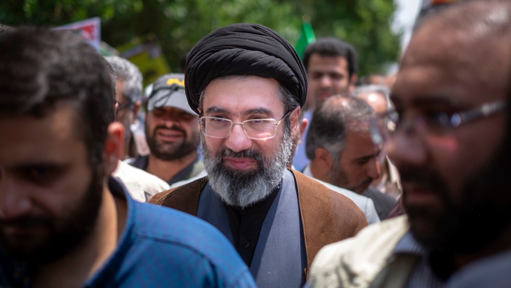 Son of Iran's Supreme Leader Ayatollah Ali Khamenei, Mojtaba Khamenei, attends a demonstration on May 31, 2019 in Tehran.