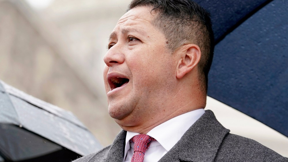 Rep. Tony Gonzales speaks during a news conference.