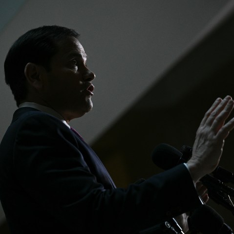 Marco Rubio, backlit.