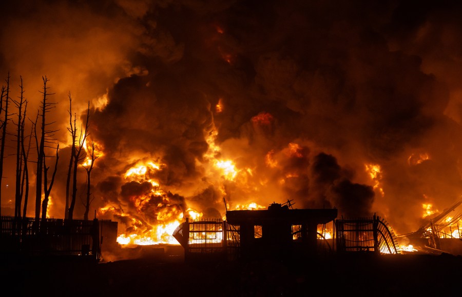 Fire breaks out at the Shahran oil depot after US and Israeli attacks.