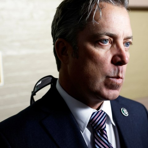 Rep. Andy Ogles speaks with reporters at the U.S. Capitol.