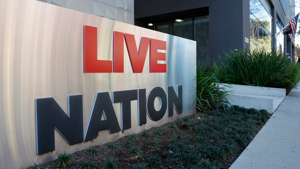 The Live Nation logo is displayed at a Live Nation corporate office.
