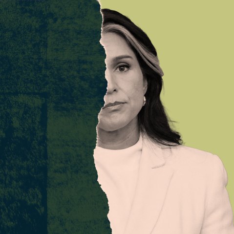 Tulsi Gabbard with half her face covered