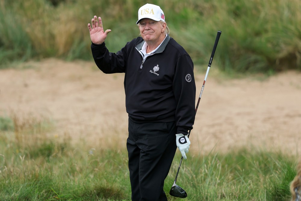 President Donald Trump during the opening of his new golf course at his Trump International Golf links resort in Balmedie, Scotland.