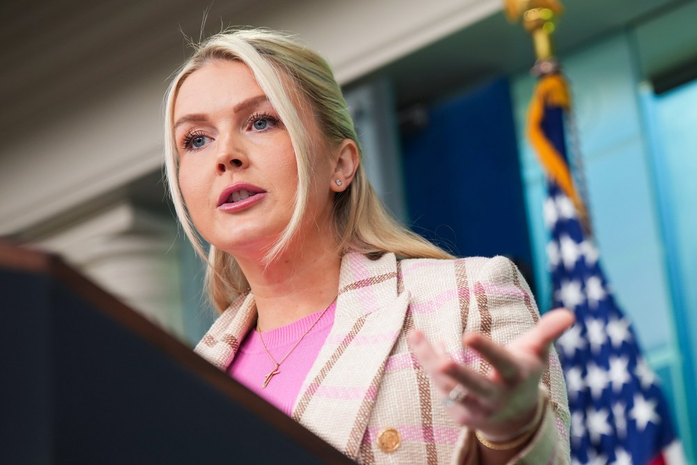 White House Press Secretary Karoline Leavitt speaks during a news briefing.
